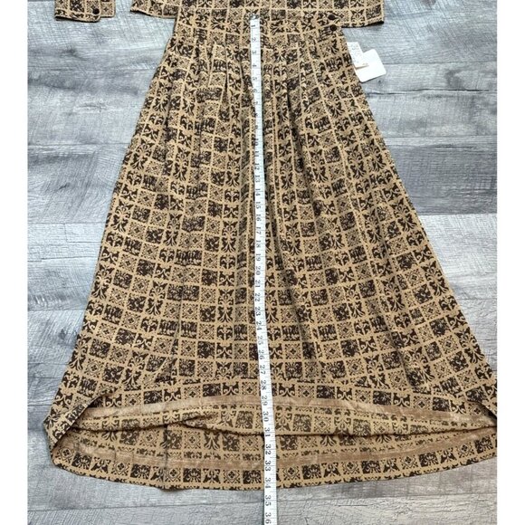 Rena Rowan Skirt 2 Piece Set Womens 10 Tan Button Blouse Pleated Pockets 90s NWT - Picture 8 of 12